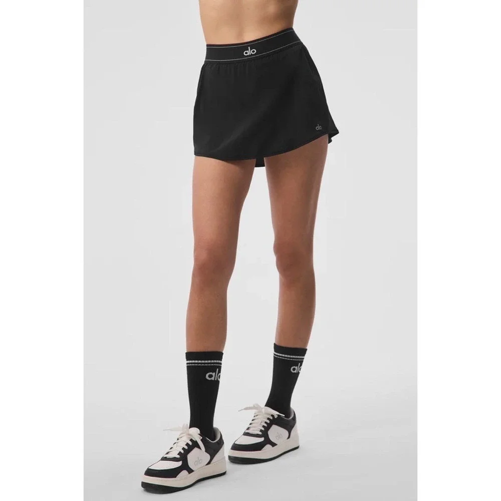 Alo Yoga Match Point Tennis Skirt Black S
