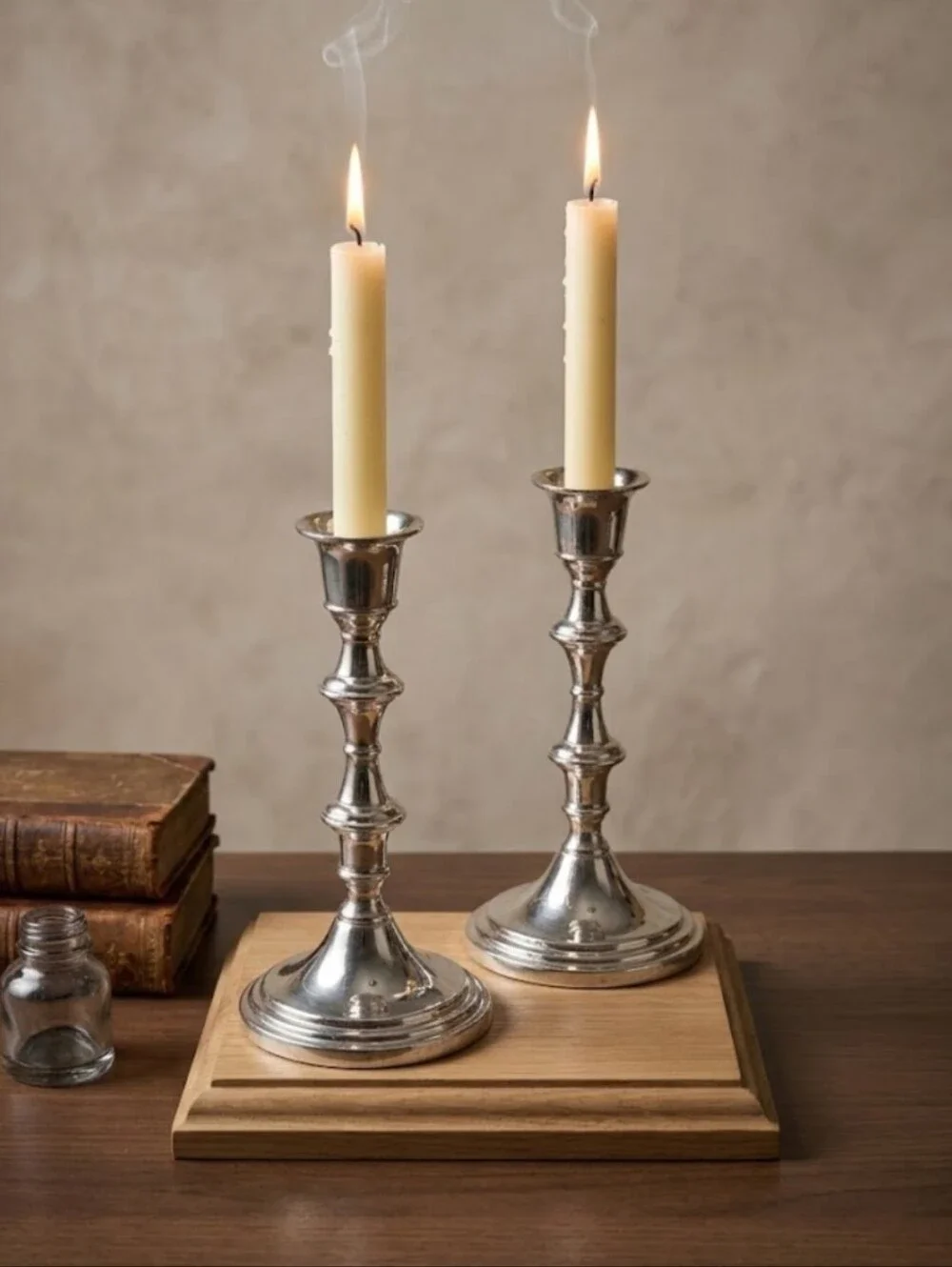 Vintage English Silver Plated Candlestick Holder Pair, 6