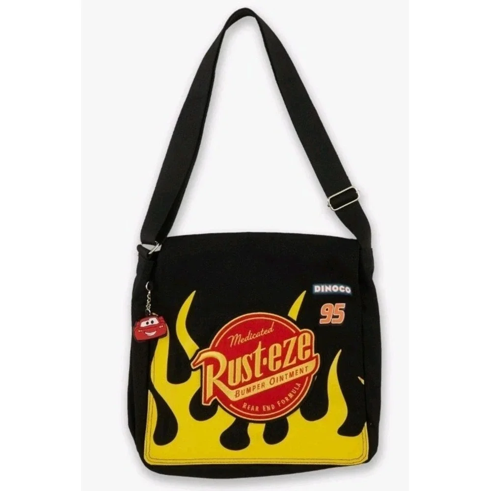 DISNEY Pixar Cars Rust-Eze Flames‎ Patch & Lighting Mcqueen Charm  Messenger Bag
