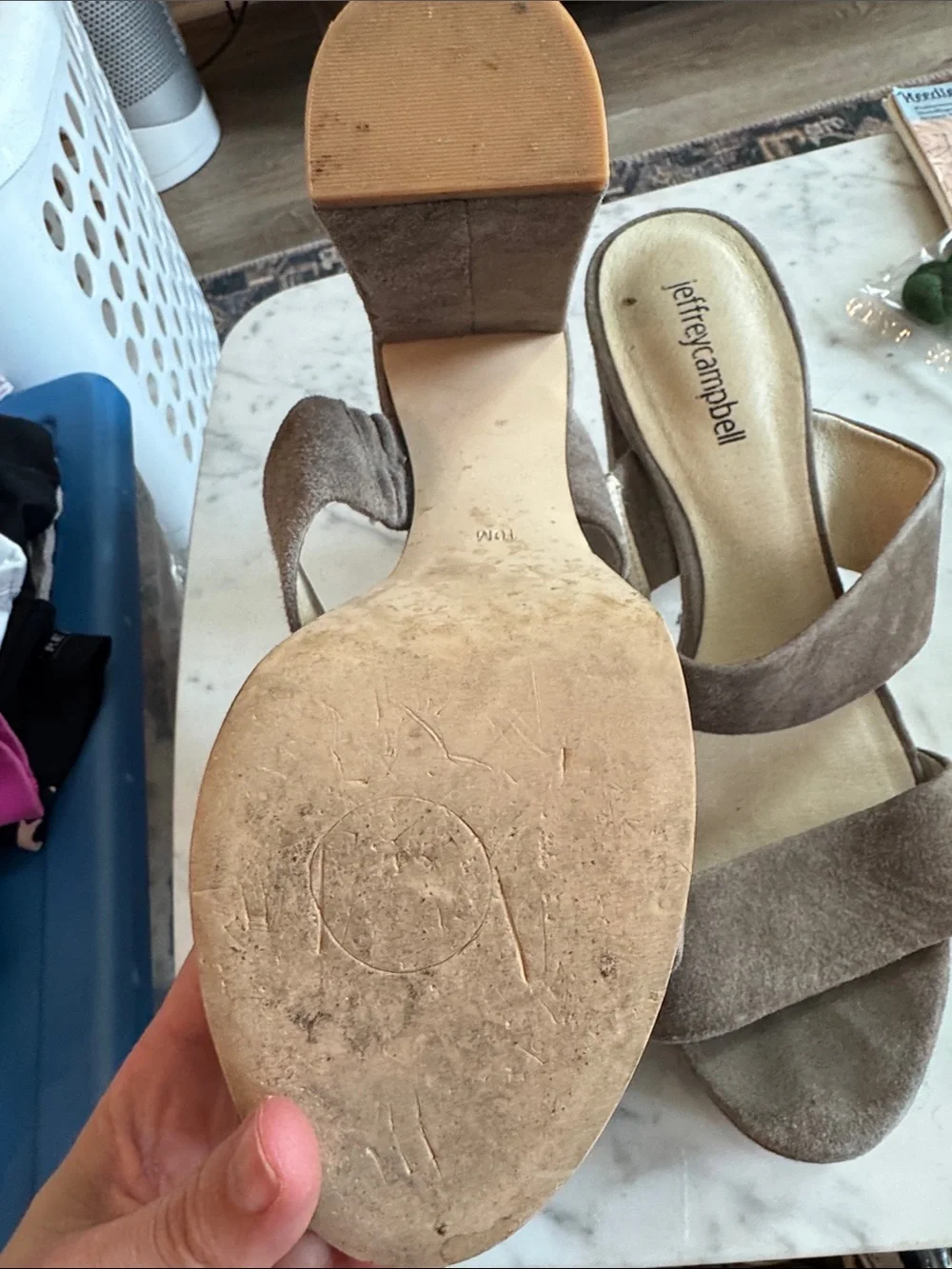 Jeffrey Campbell Brown Taupe Suede Double-Strap Platform Mules