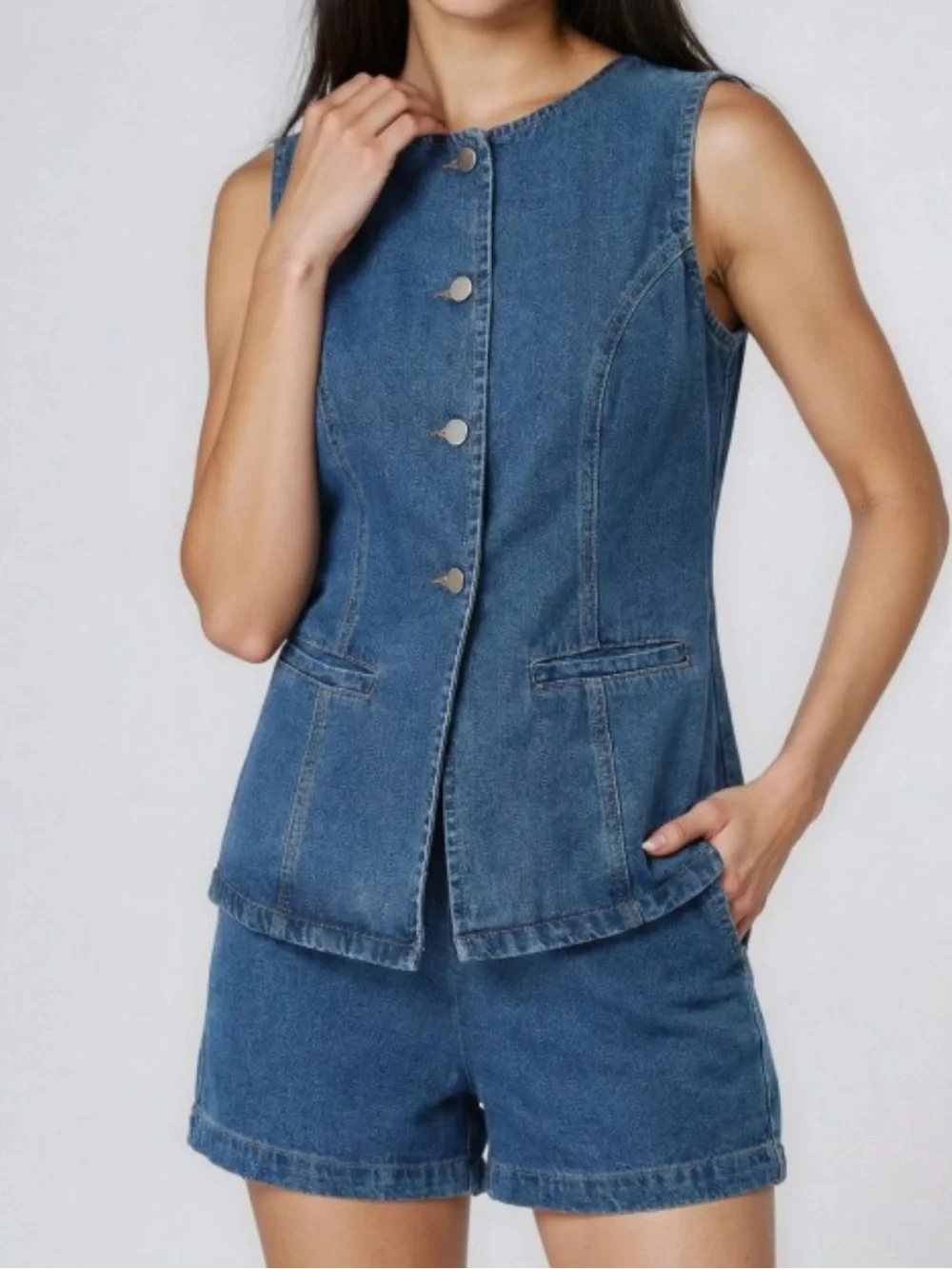 Miss Sparkling sleeveless denim