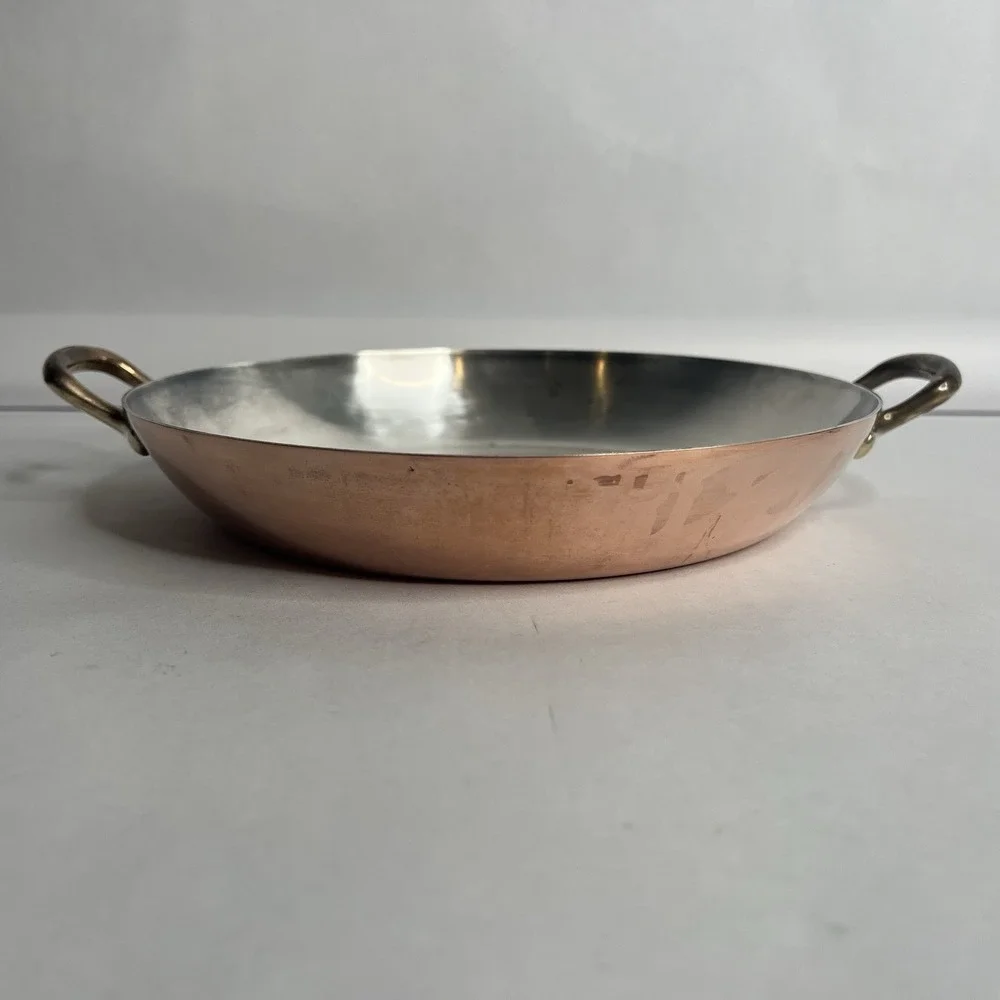 Spring Antique Copper Pan Fry Saute Switzerland 9.5