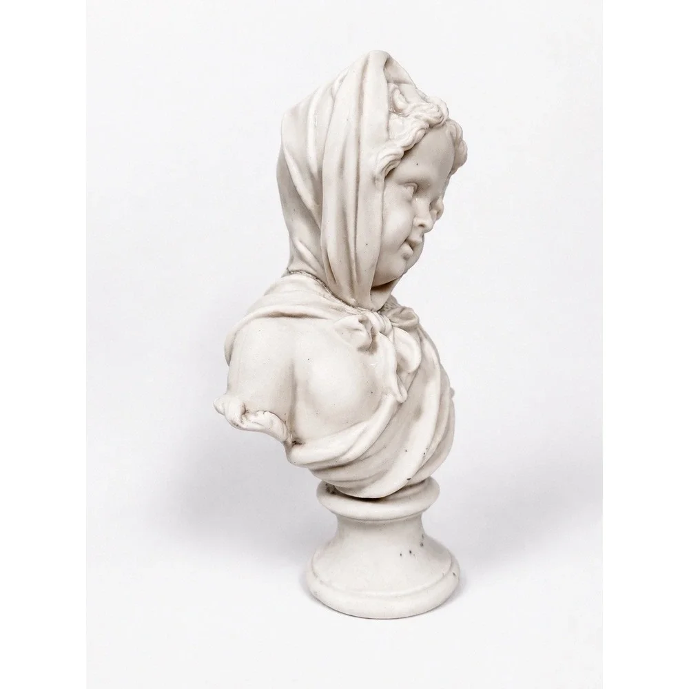 Vintage Victorian Parian Girls Bust In Bonnet Ivory White 9
