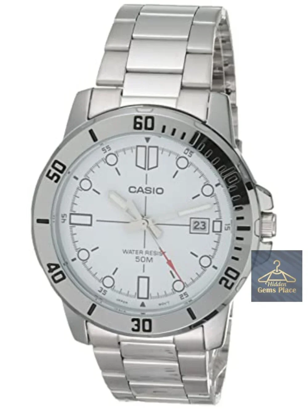Men's Diver Style Stainless Steel Quartz Watch 50M Water Resistant