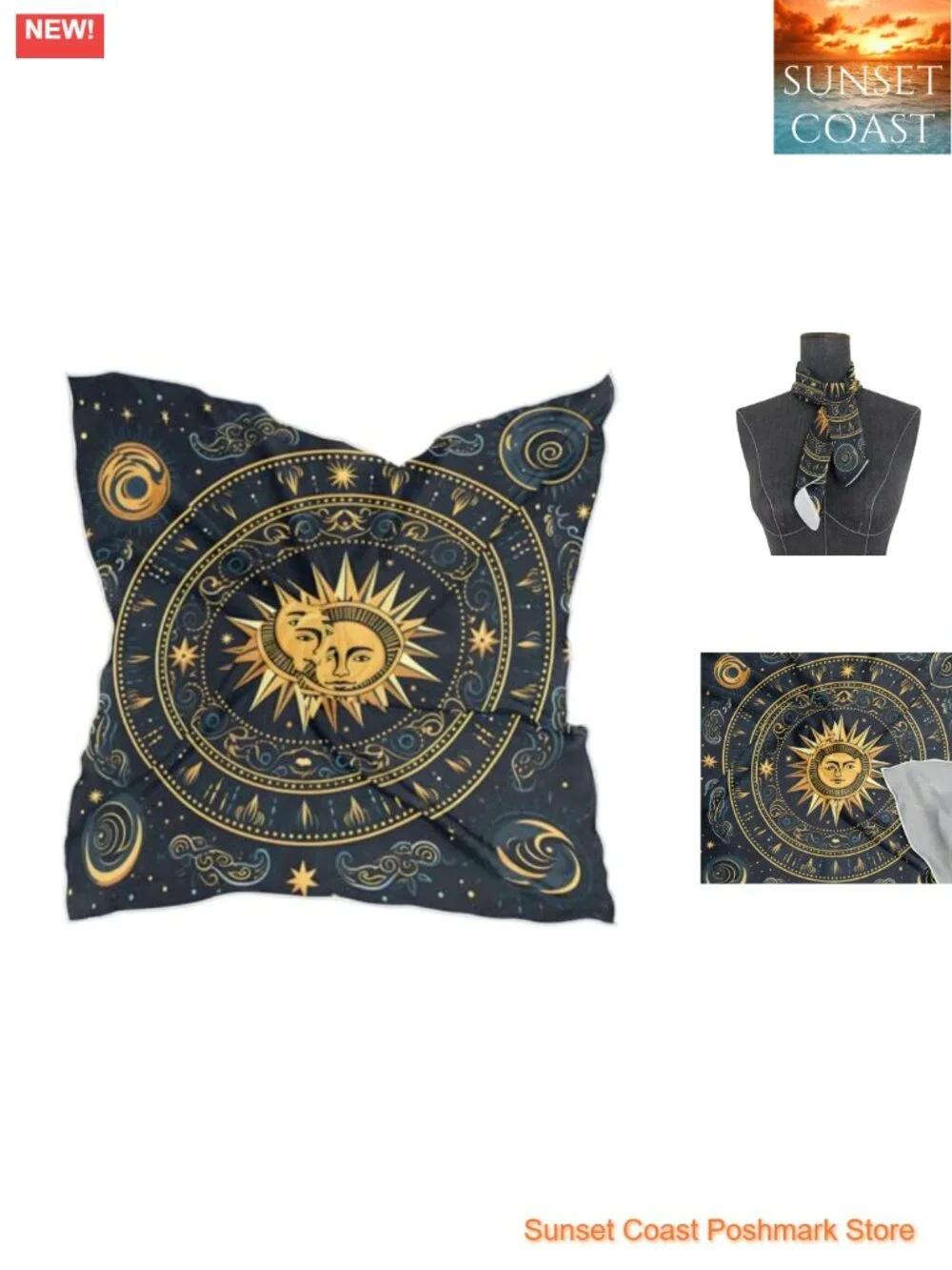 Women's Square Satin Silk Scarf Headscarf Hair Wrap with Bobby Pins