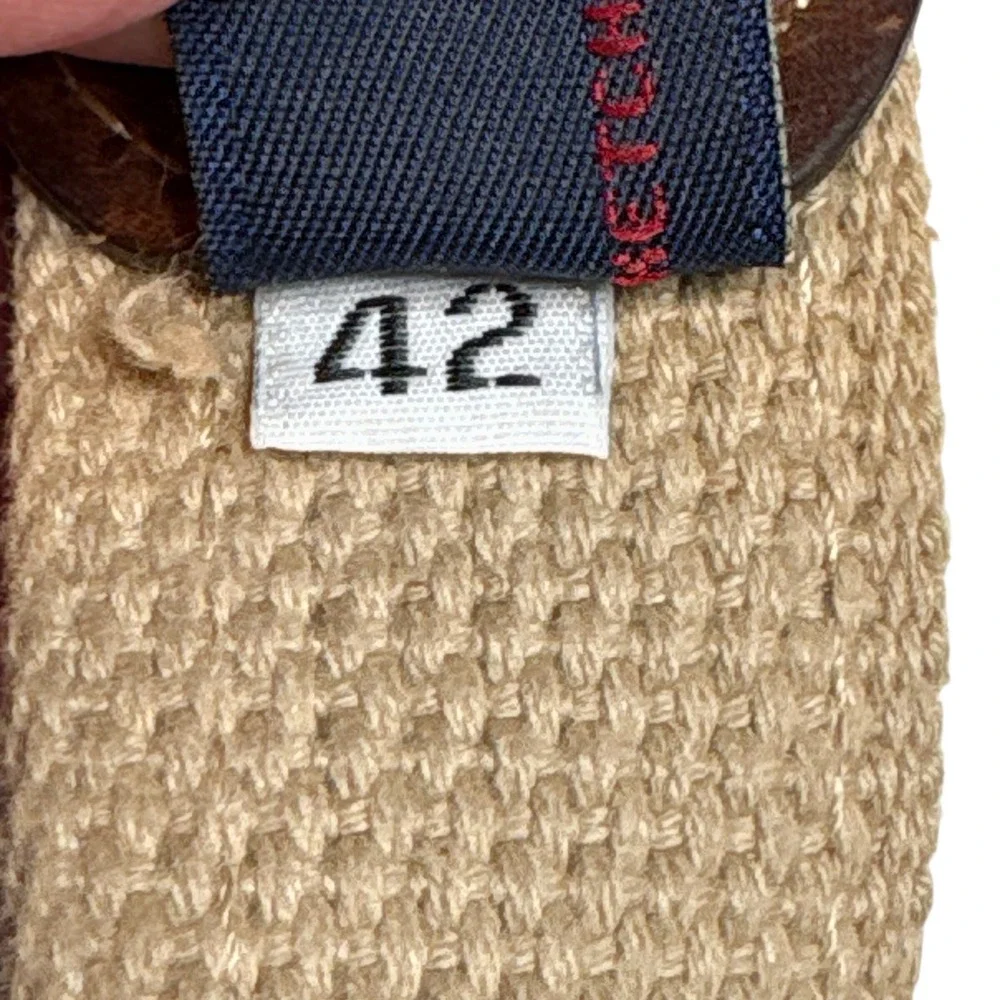 A Tail We Could Wag Belt Size 42 Leather Canvas Handwoven Guatemalan Preppy Boho