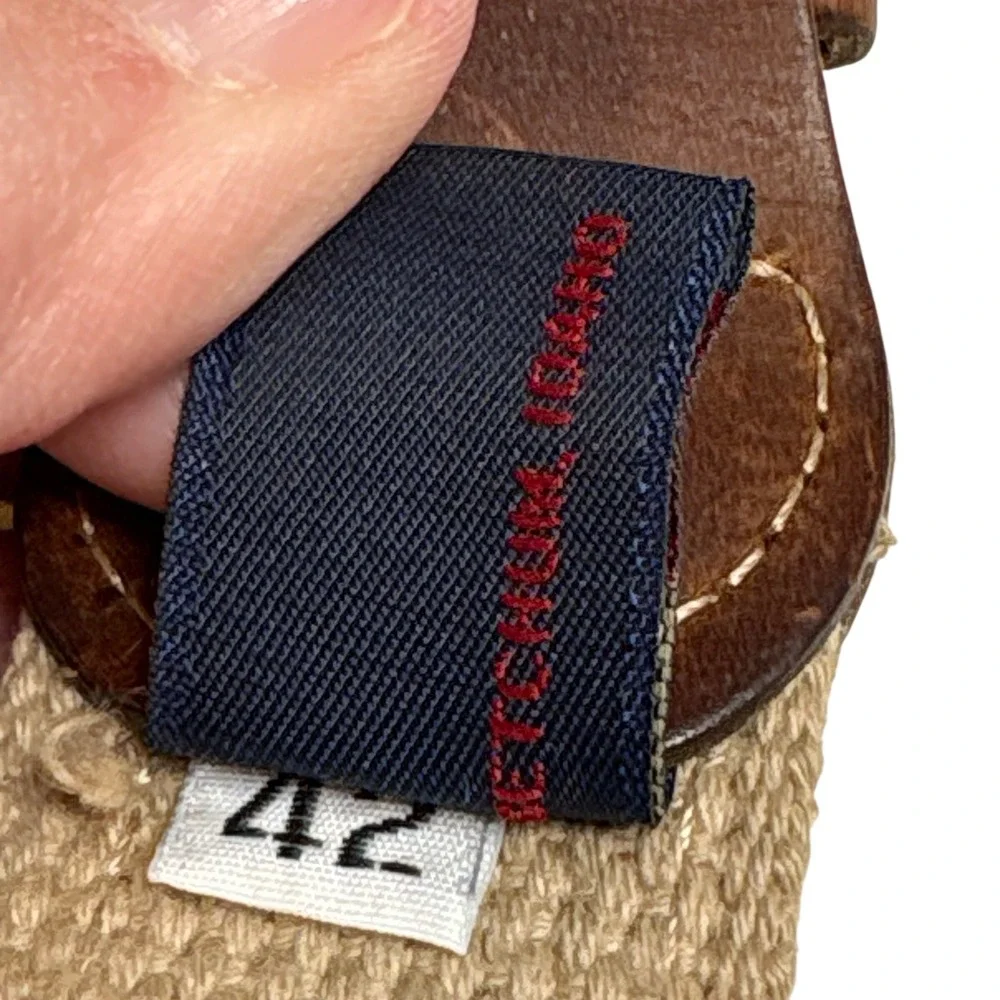 A Tail We Could Wag Belt Size 42 Leather Canvas Handwoven Guatemalan Preppy Boho