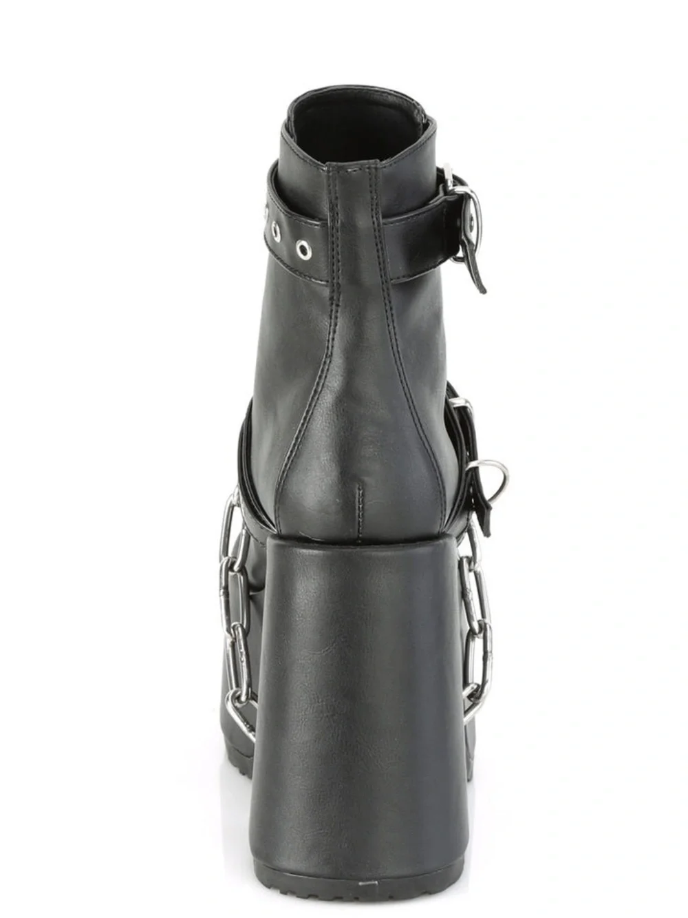 Demonia Black Platform Ankle Boots with Silver Chains