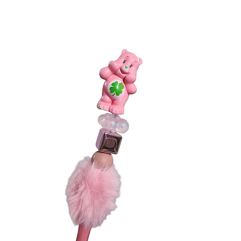 Care Bears Fur Custom Beaded Ballpoint Twist Pen Pink Topper