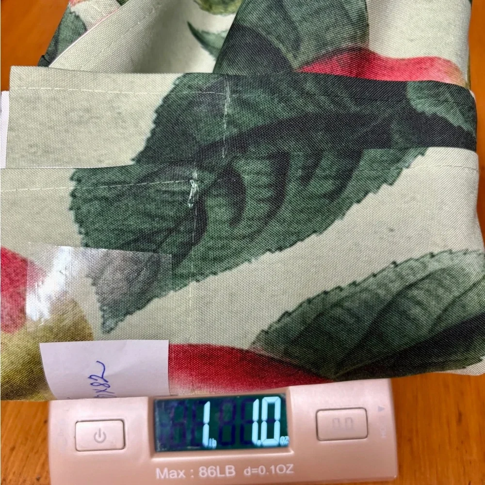 Botanical Fruit Print Curtains with Green Leaves and Pink Accents