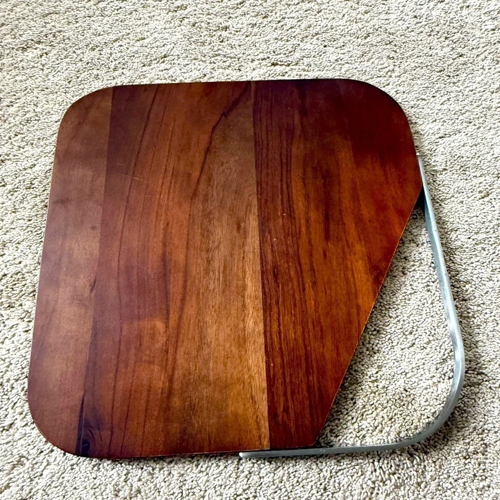 Crate & Barrel Boyd Serving Board Wood and Metal Accent Cutting Board