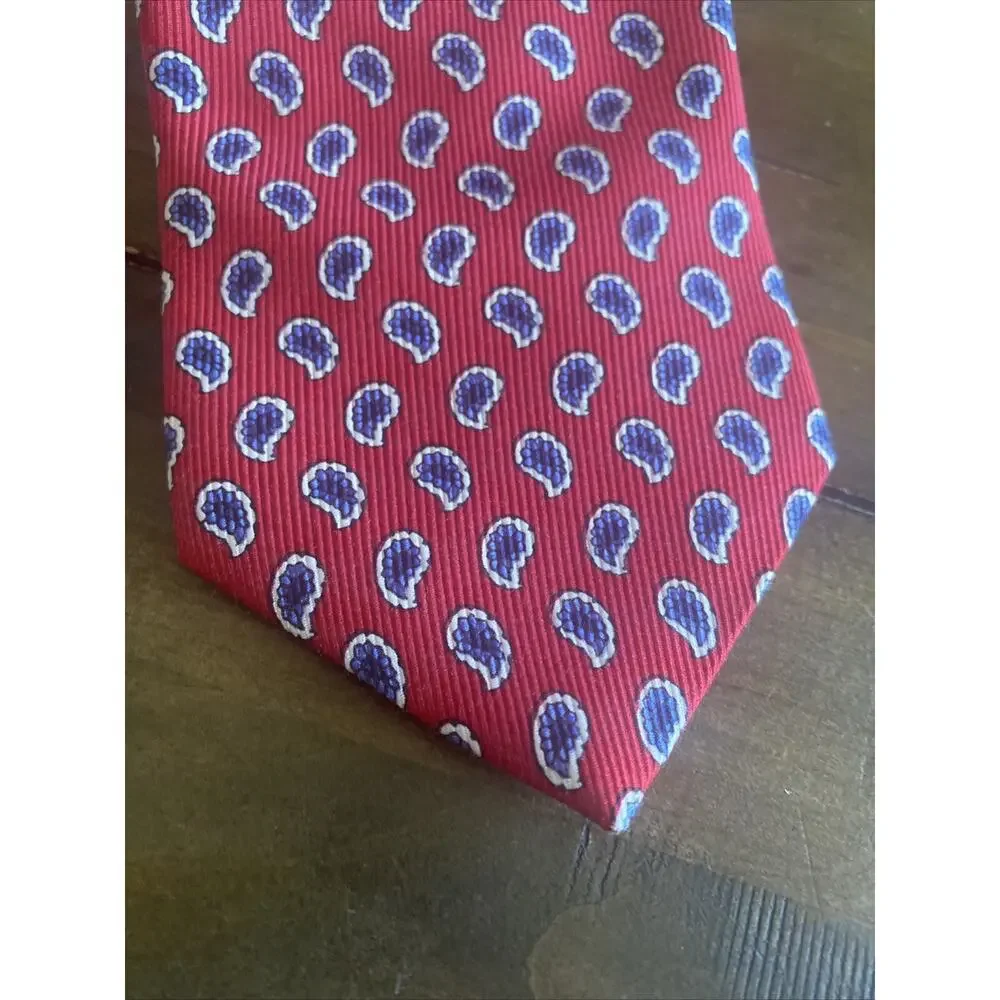 Brooks Brothers All Silk Mens‎ Neck tie Red Blue Paisley Irregular