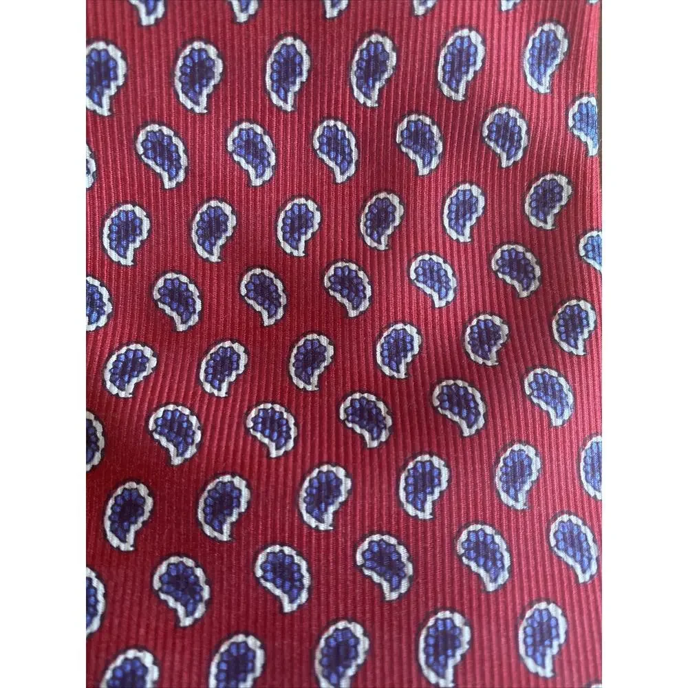 Brooks Brothers All Silk Mens‎ Neck tie Red Blue Paisley Irregular