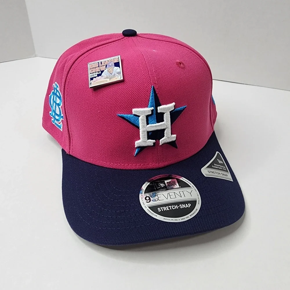 Houston Astros New Era 59FIFTY Hat Big League Chew Pink W Pin Stretch Snap NWT