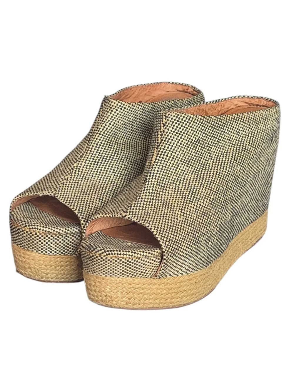 Vintage Jeffrey Campbell Havana Last Woven Jute Peep Toe Platform Wedge 10M Boho