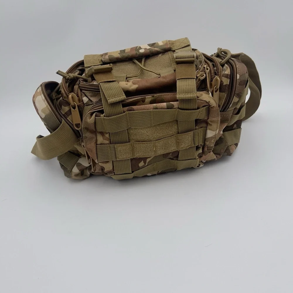 Multicam Fishing Tackle Bag Sling Shoulder Pack MOLLE Organizer Camo Gear