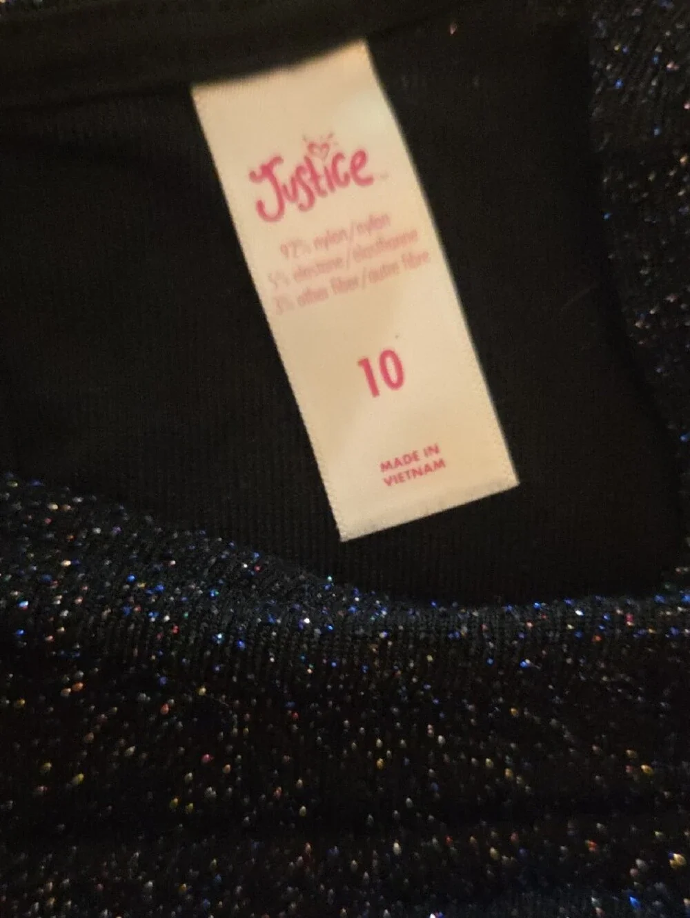 Justice Dark Blue Glitter Cold-Shoulder Sparkle Jumpsuit