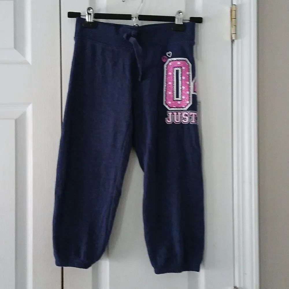 Justice navy purple sweatpants capris  Sz 10 NWOT