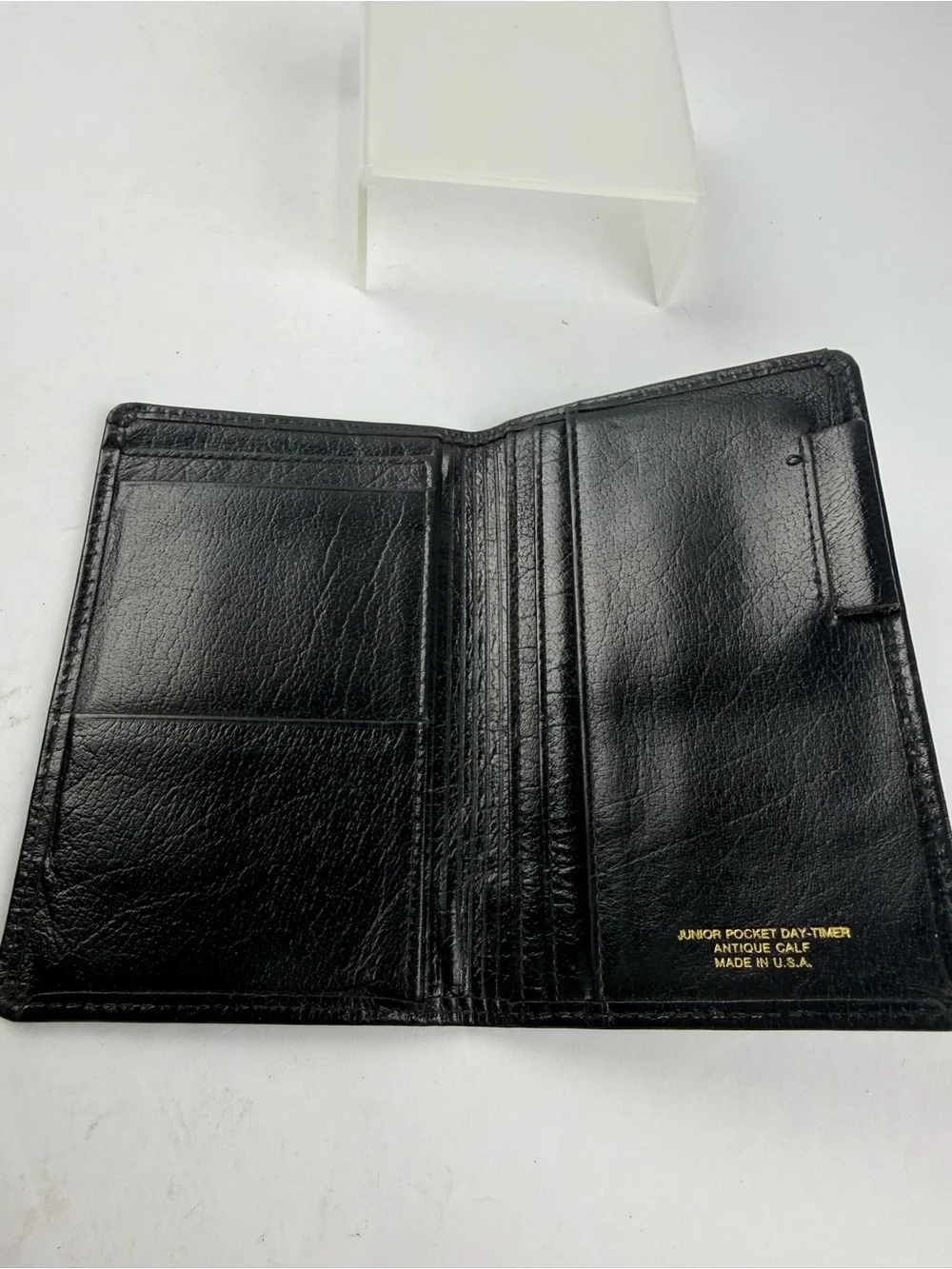 VTG Pocket Day-Timer organizer Antique Calf Leather Junior Size 5.5x3.5 Black