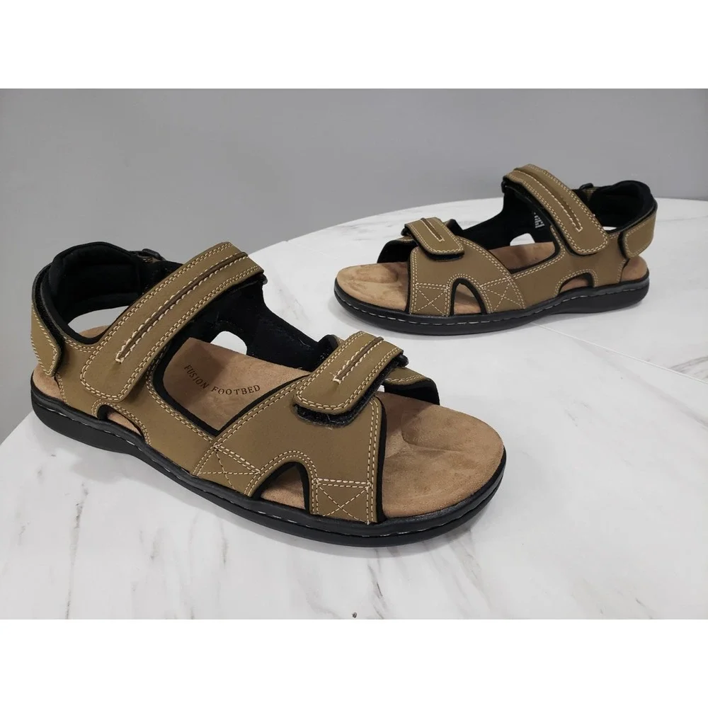 NEW 9 WIDE - Dockers fisherman ankle strap sandals‎ mens tan brown gorpcore dad
