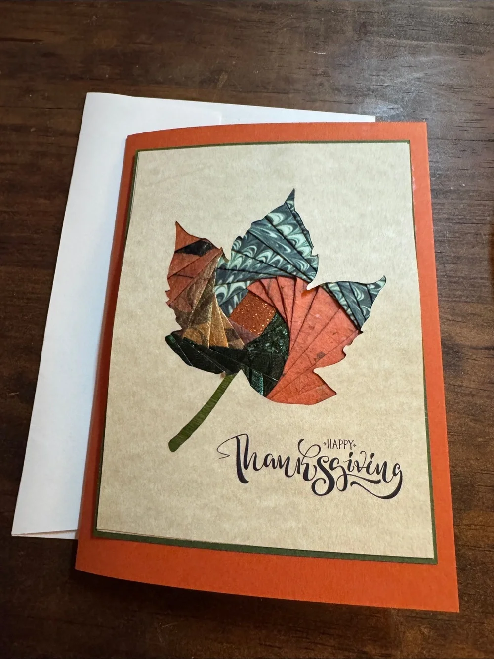Handmade Iris folding Autumn Leaf Thanksgiving Card