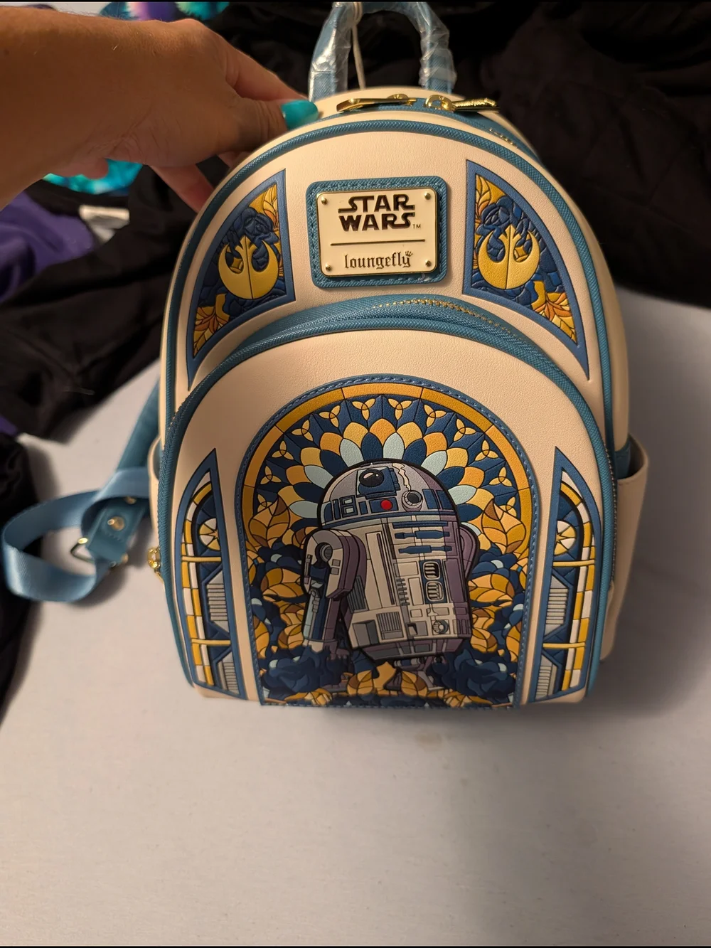 Loungefly Star Wars R2-D2 Cream, Blue & Yellow Mini Backpack