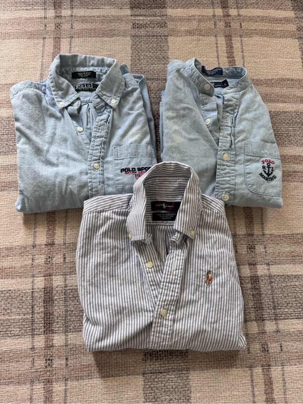 Ralph Lauren Boys Button-Down Shirts Bundle - Chambray and Oxford Cloth Stripe