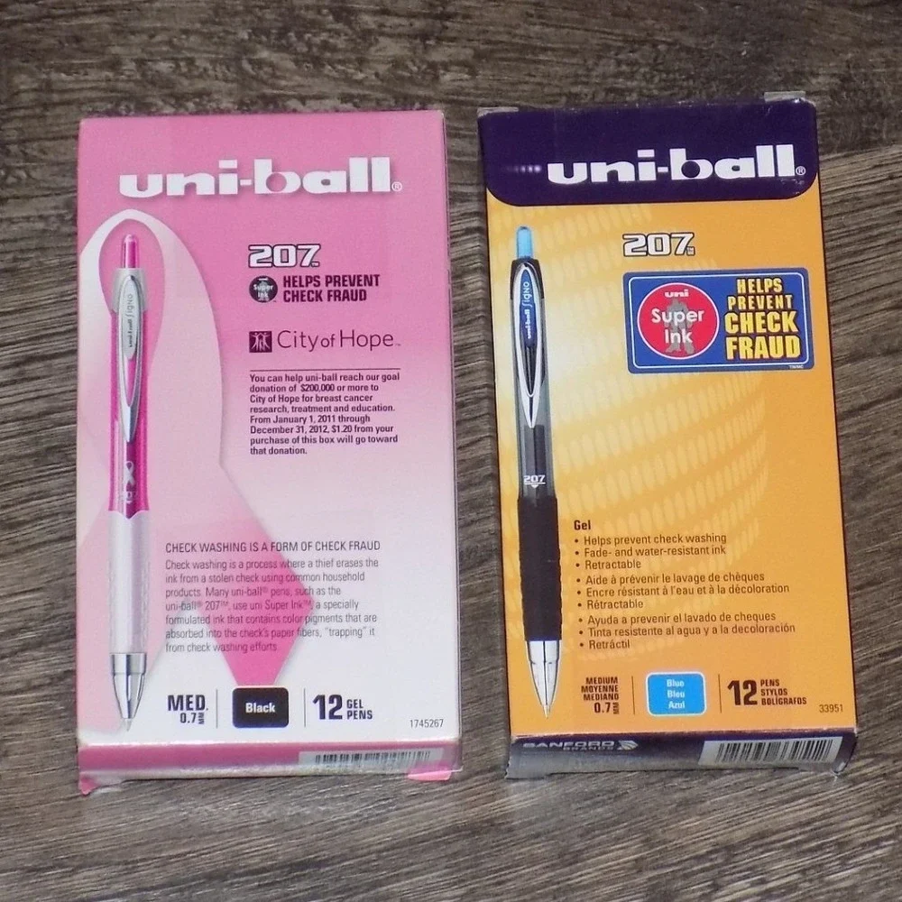 Uni-ball 207 Gel Pens 24 Count Black and Blue Medium 0.7mm New Sealed Bundle