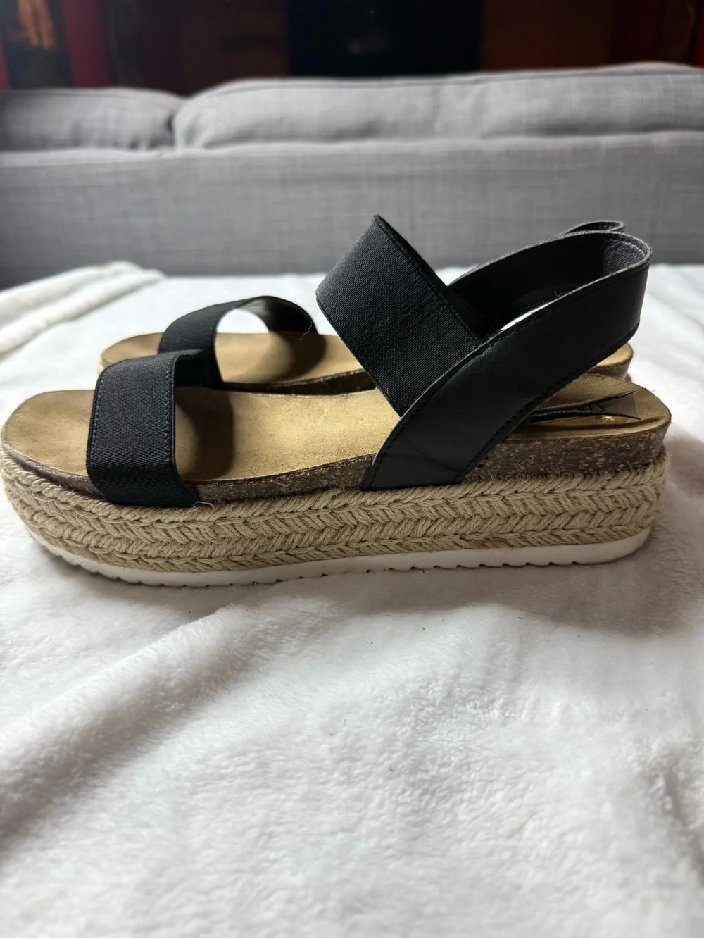 Steve Madden Black Platform Espadrille Sandals - Women's Casual Slide