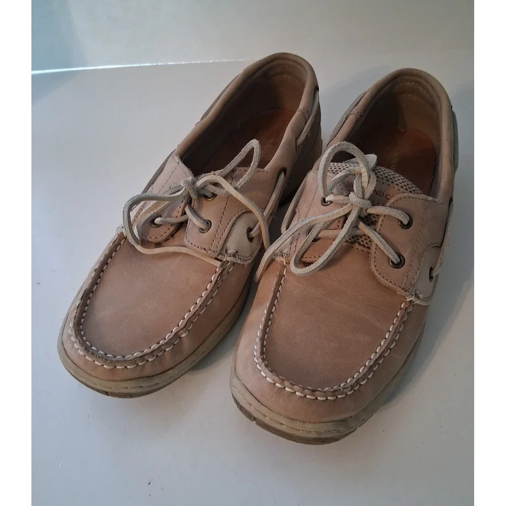 Highland Creek Chesapeake Men's Boat Shoes Loafers Size 10M Tan Leather NICE!