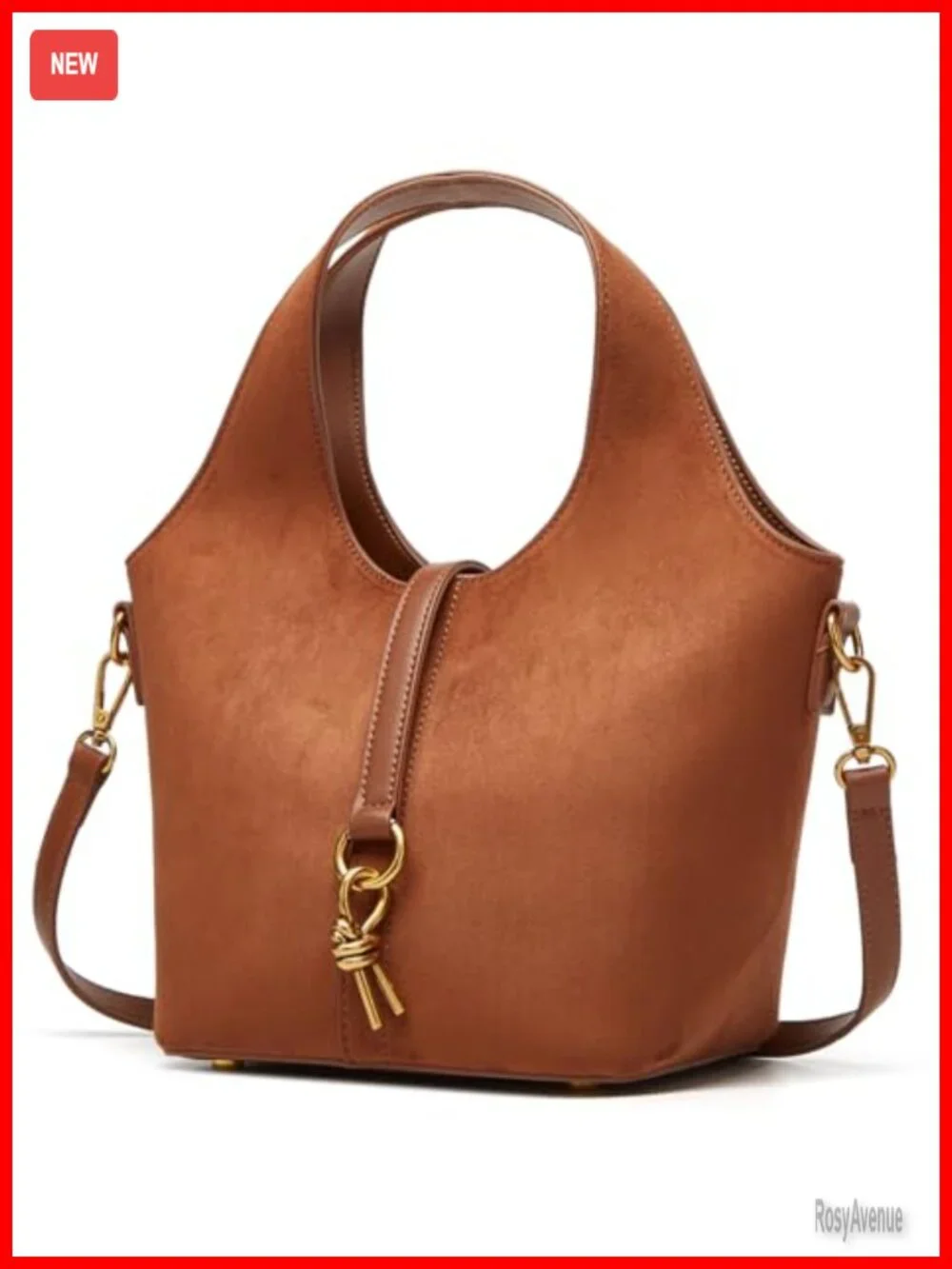 Vegan Leather Bucket Bag Ladies Retro Hobo Shoulder Crossbody Tote