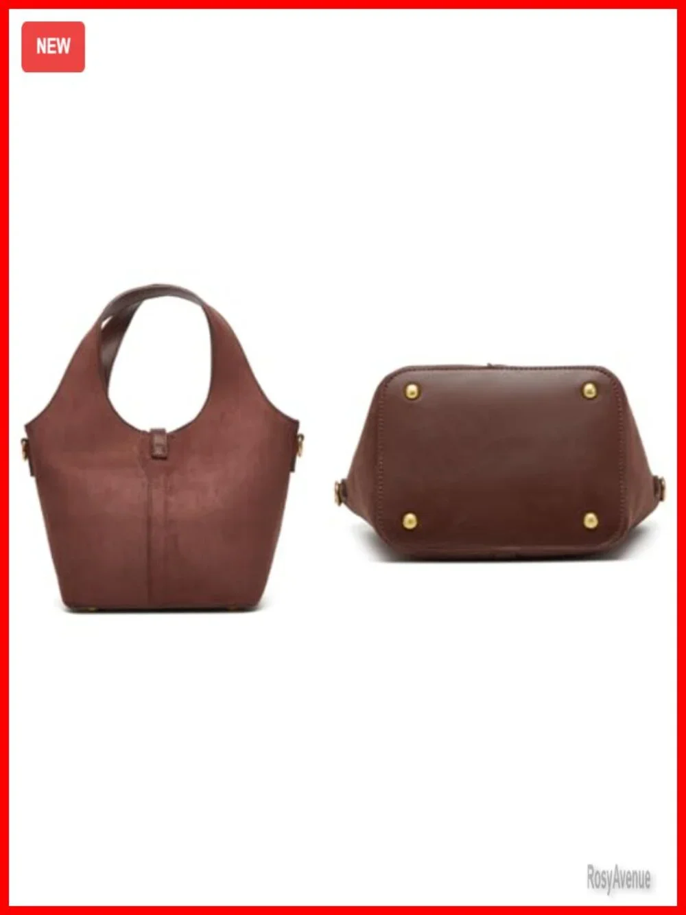 Vegan Leather Bucket Bag Ladies Retro Hobo Shoulder Crossbody Tote