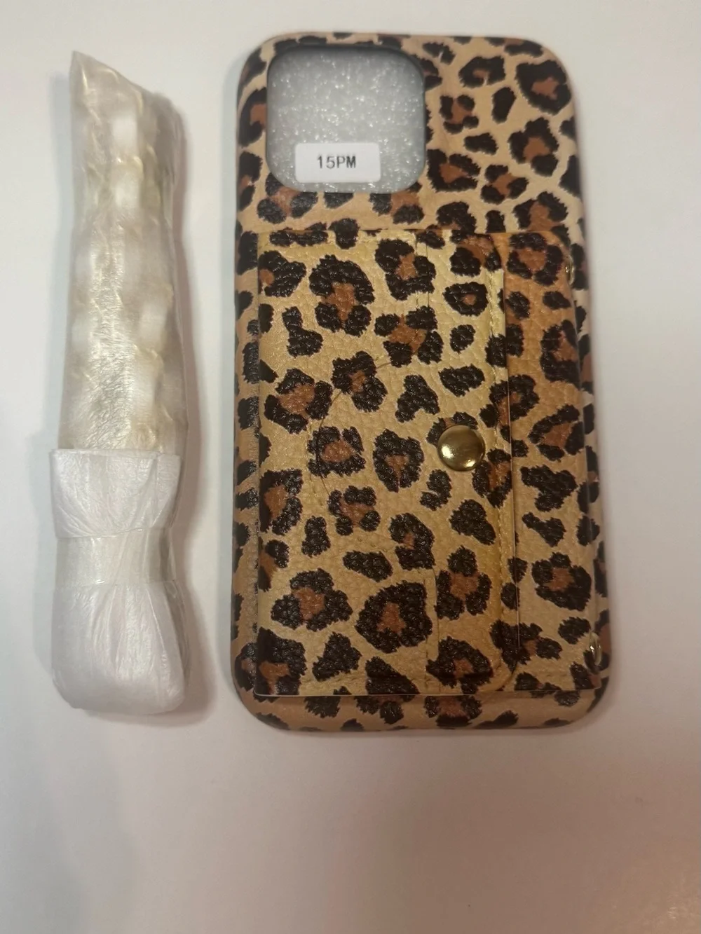 NWT Leopard Print iPhone Wallet Case with Chain Strap; iPhone 15 Pro Max