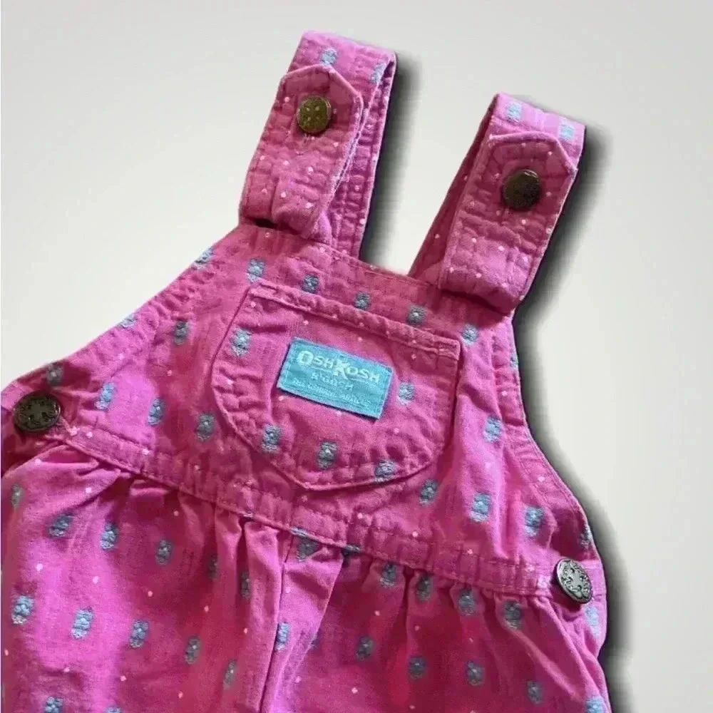 Osh Kosh Vintage Floral Overalls Size 12 Mo Made In USA