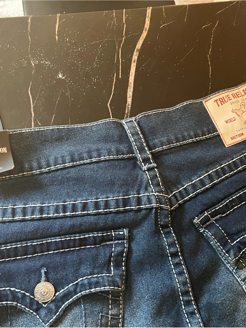 True Religion Skinny Jeans in Dark Blue with Contrast Stitching