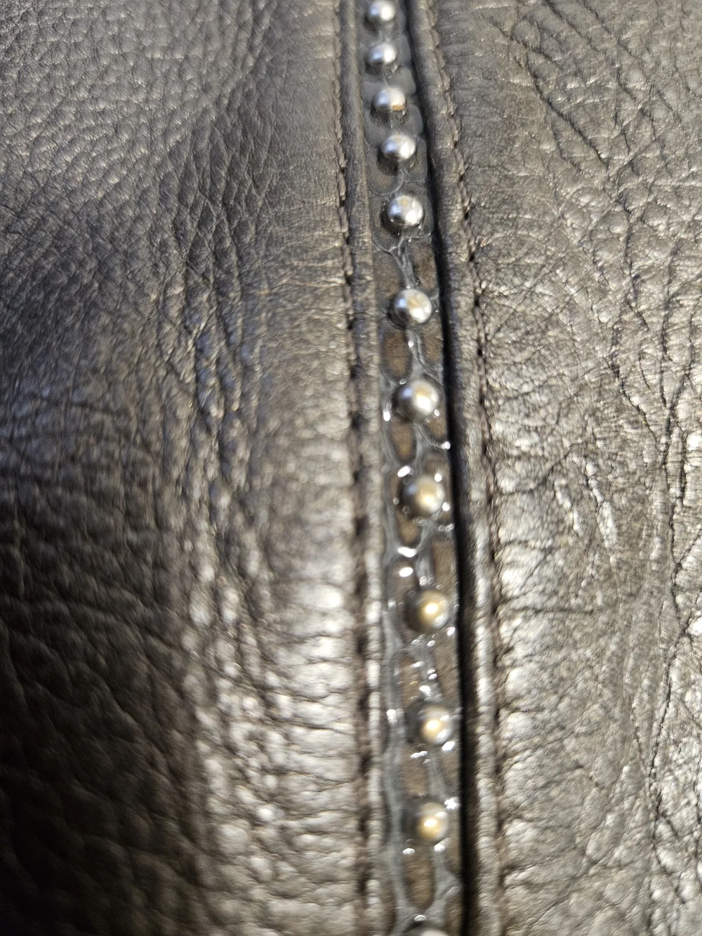 Brighton Greta Garbo Femme Fatale Pewter Studded Leather Slouchy Hobo Bag E84883