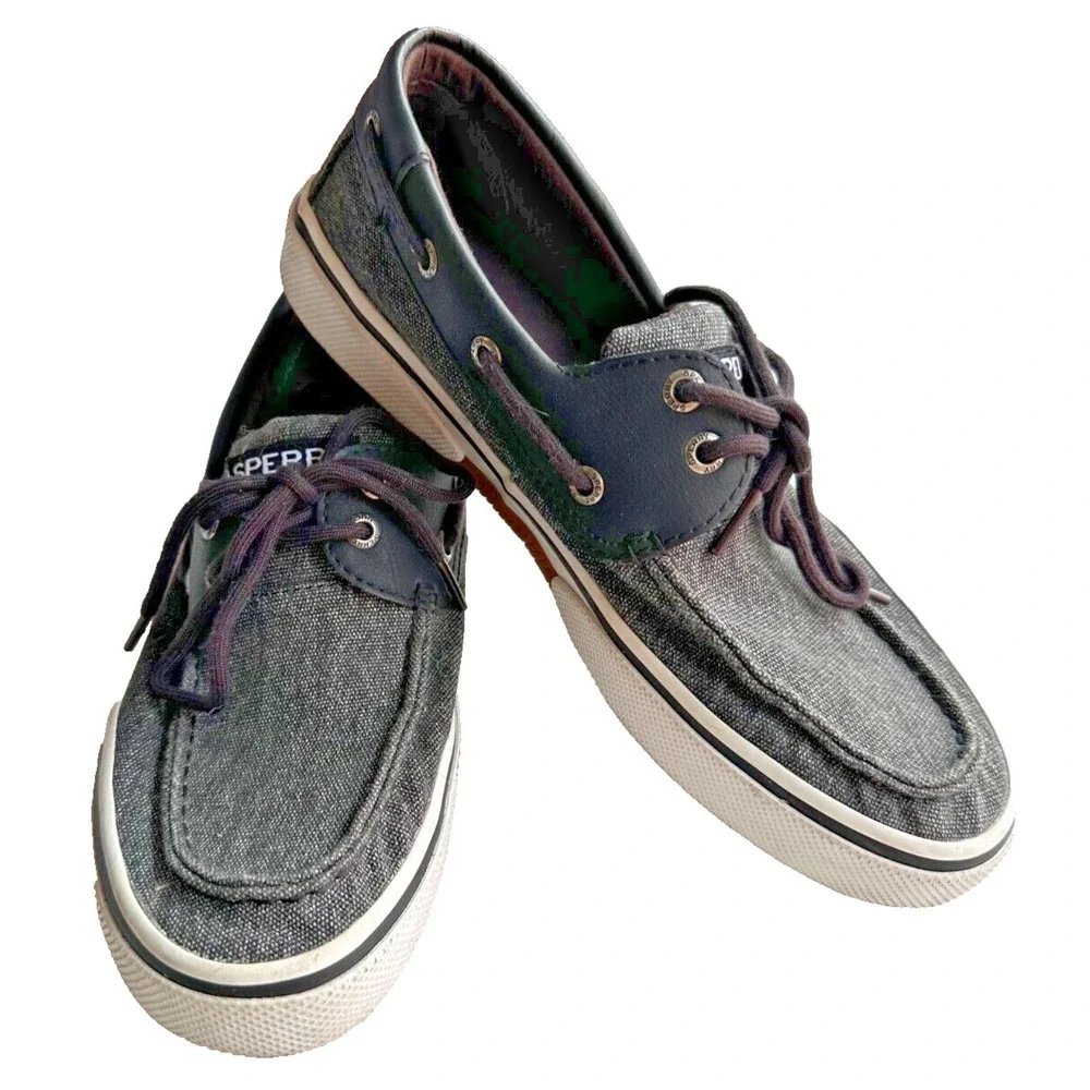 Sperry Top Sider Boat Shoes Mens 8 Dark Gray 2 Eye Lace Up STS23000 Preppy Nauti