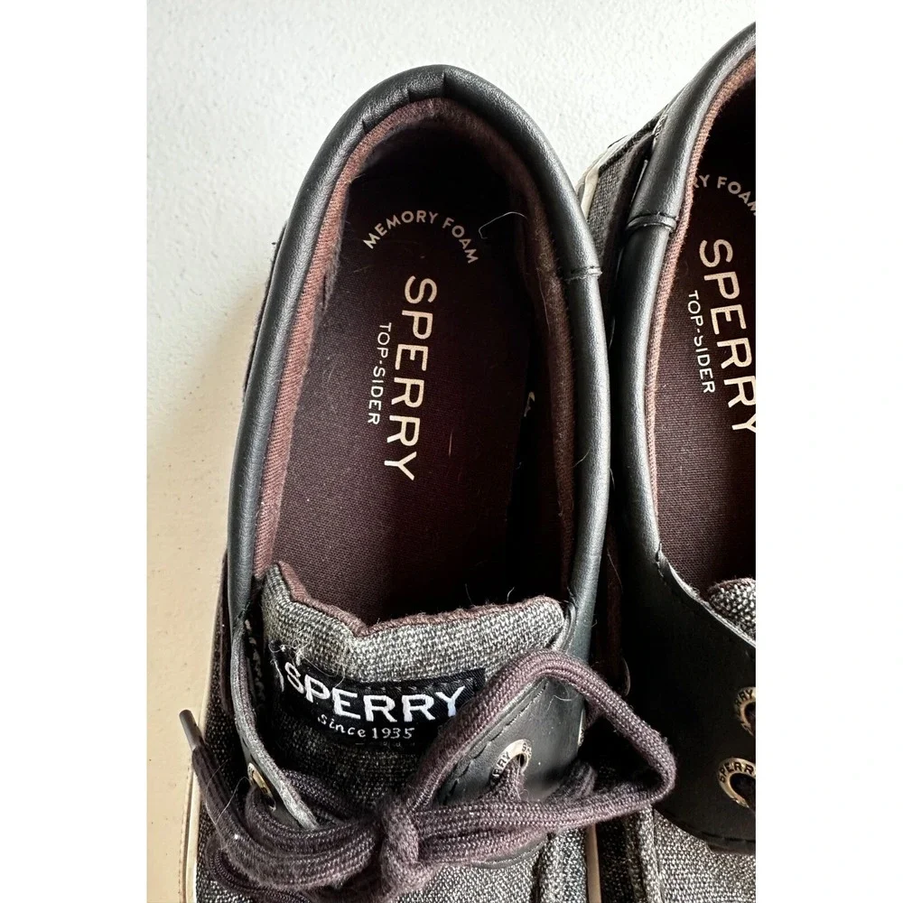 Sperry Top Sider Boat Shoes Mens 8 Dark Gray 2 Eye Lace Up STS23000 Preppy Nauti