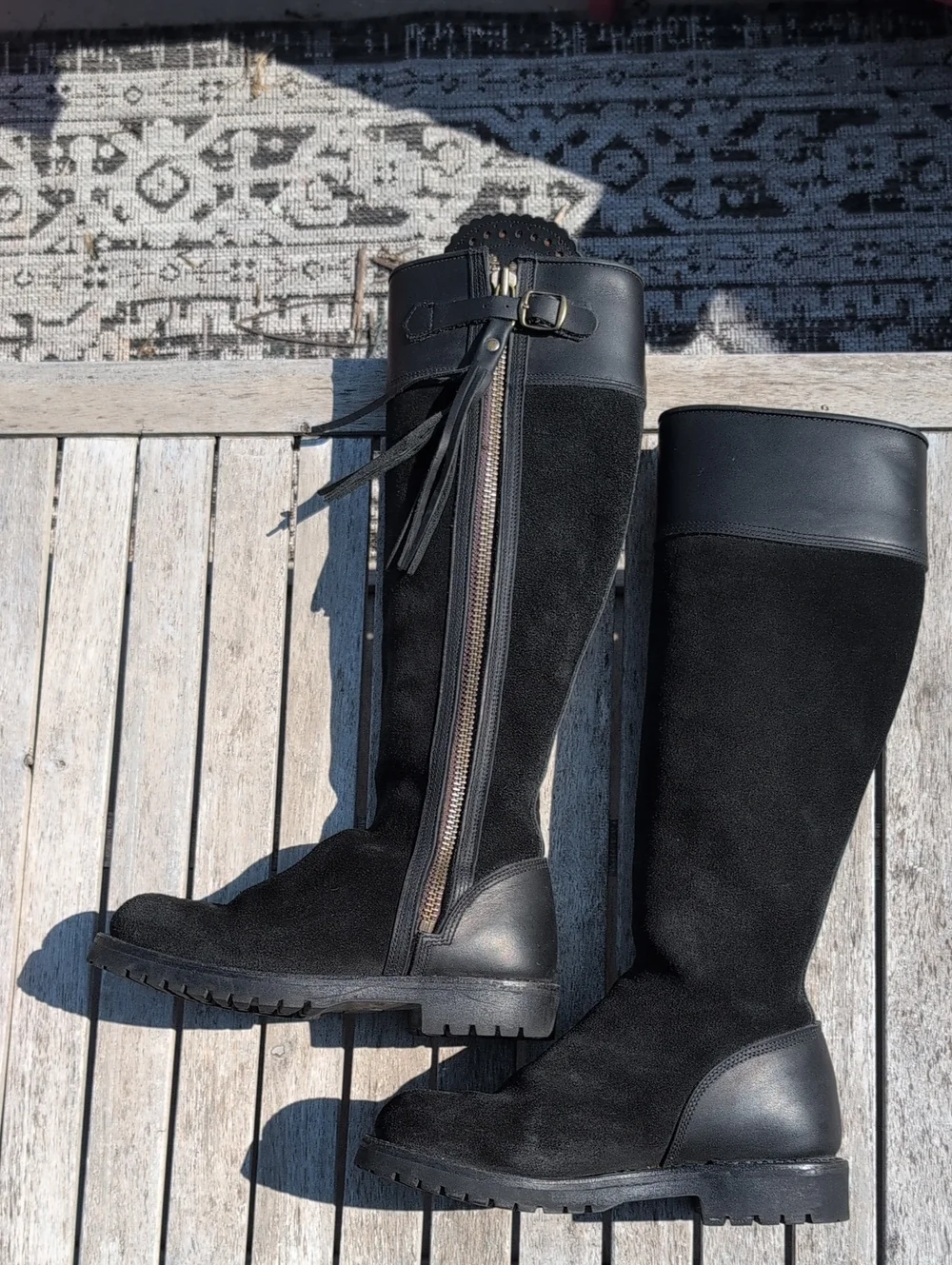 Penelope Chilvers Black Suede Tall Tassel Boots 36