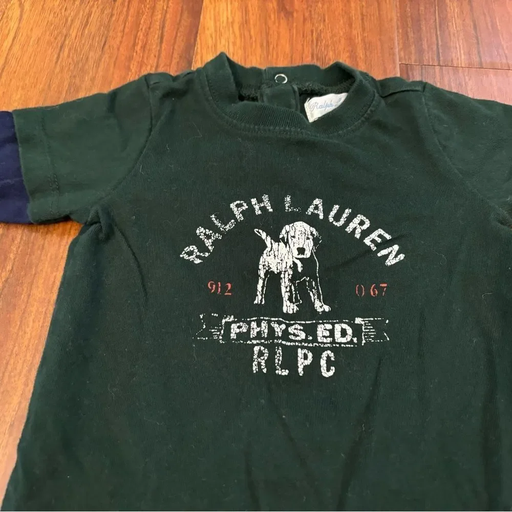 Ralph Lauren green/navy dog long sleeve jumpsuit