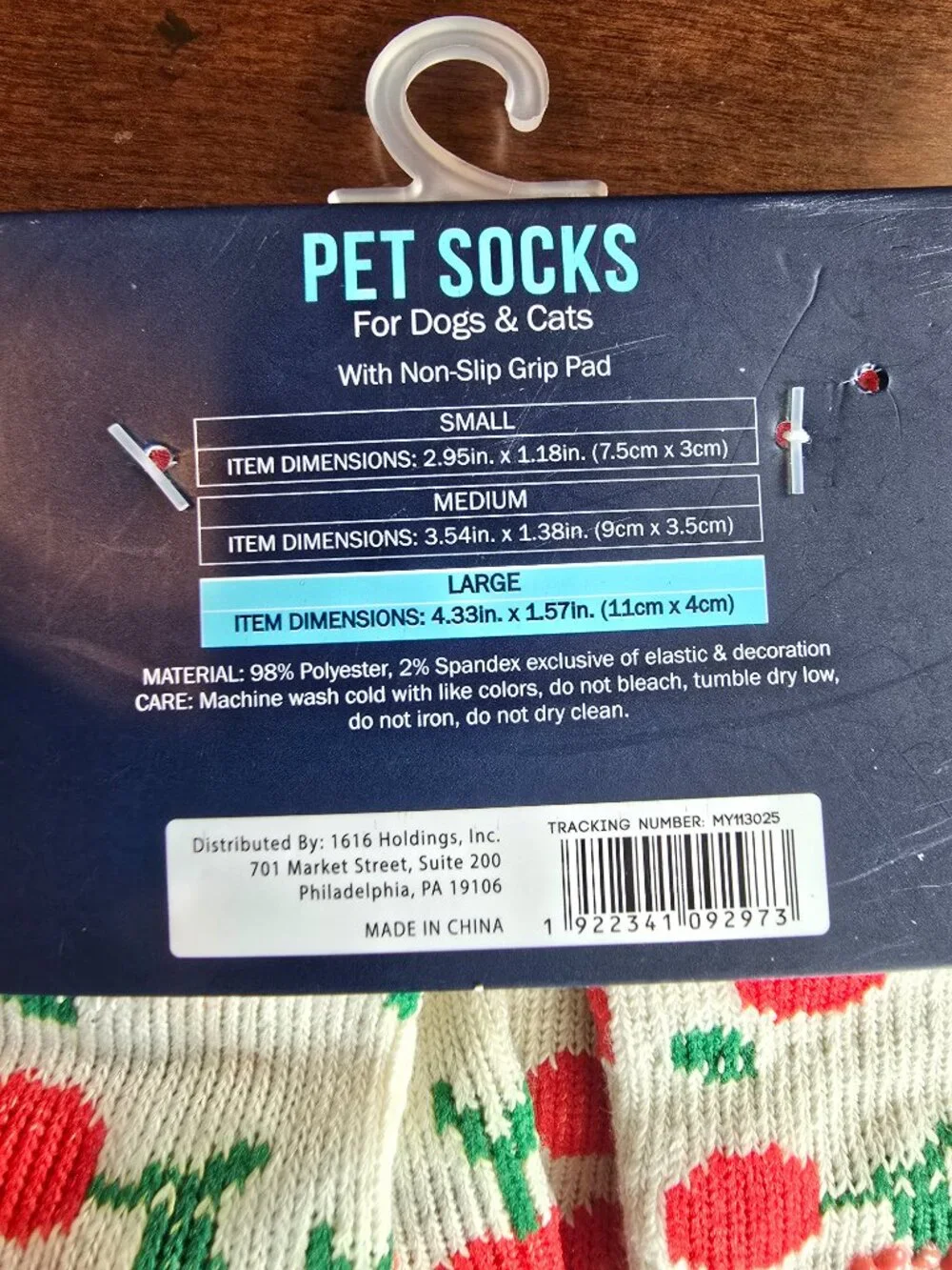 NWT Pawsitively Fun! Cherry Print Dog Cat Pet Socks Non-Slip Grips Size L NEW