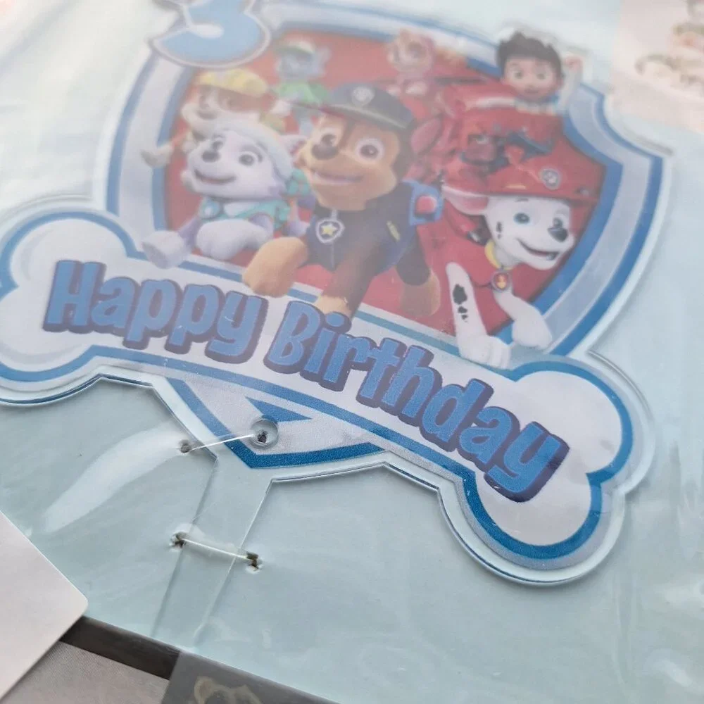 3rd Birthday Dog Acrylic Cake Topper Puppy Police Carroon Paws‎