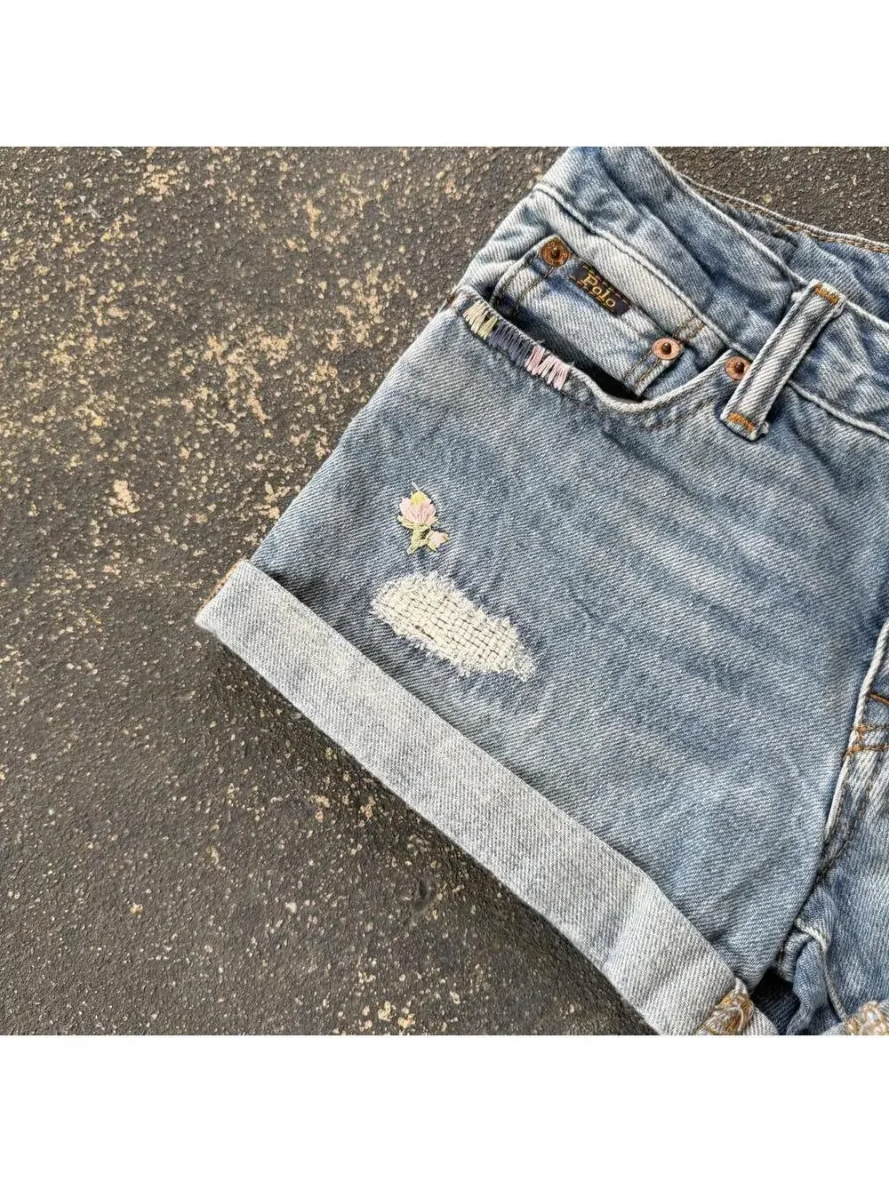 Polo Ralph Lauren Flower Embroidered Denim Shorts