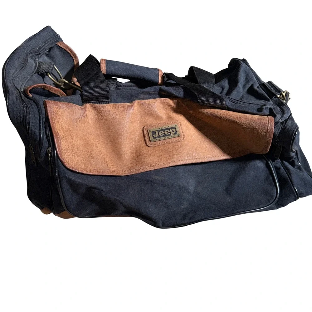 Jeep‎ Travel Duffel Bag Black Canvas Weekend Overnight Bag