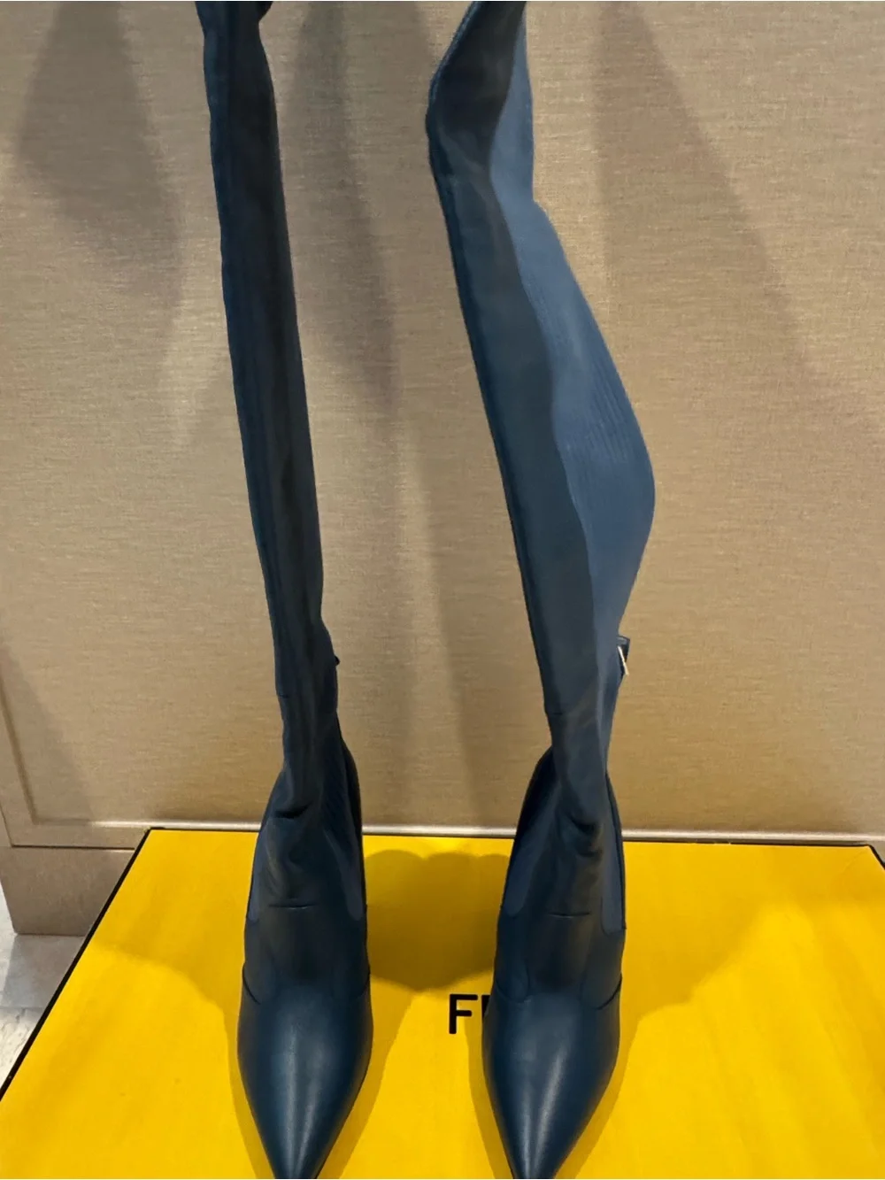 Fendi Rockoko Women's Over-the-Knee Leather Boots - Blue NWT!! 7.5/37.5