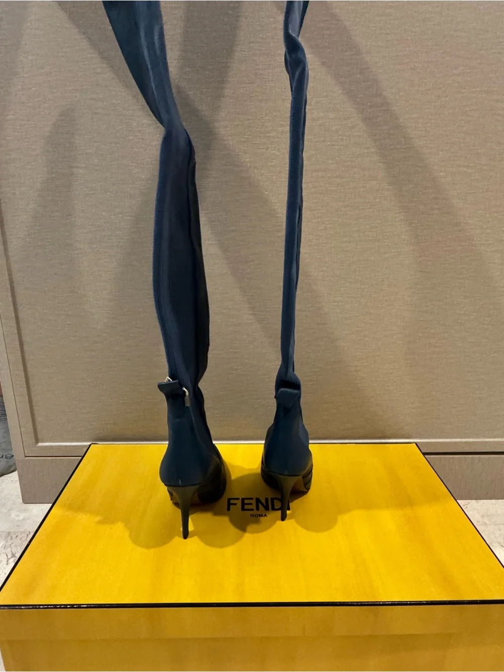 Fendi Rockoko Women's Over-the-Knee Leather Boots - Blue NWT!! 7.5/37.5