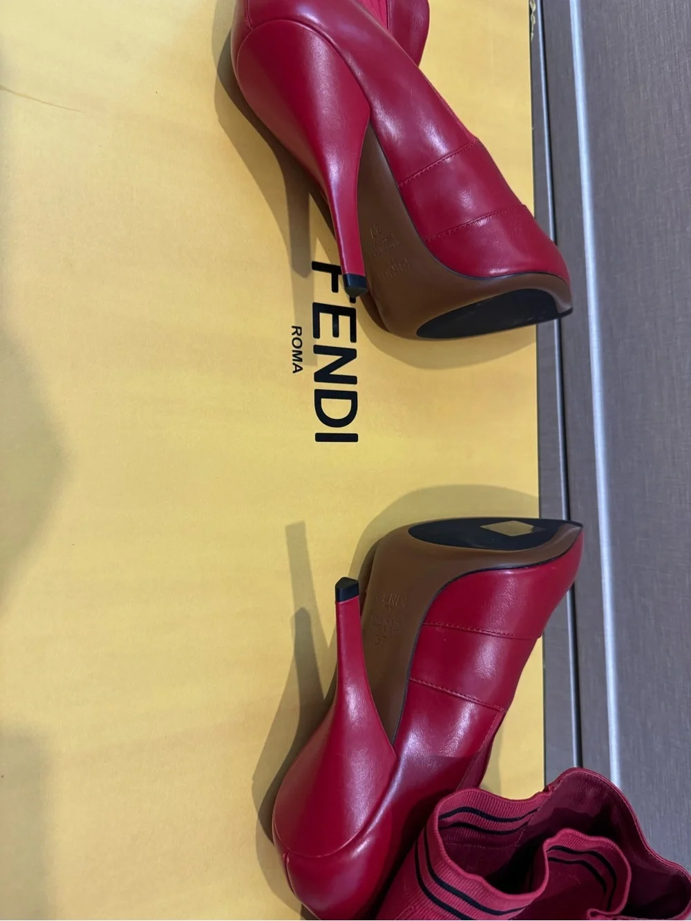 Fendi Rokoko Red Leather  Over-the-Knee Boots 7/37 NWT!! HOT!