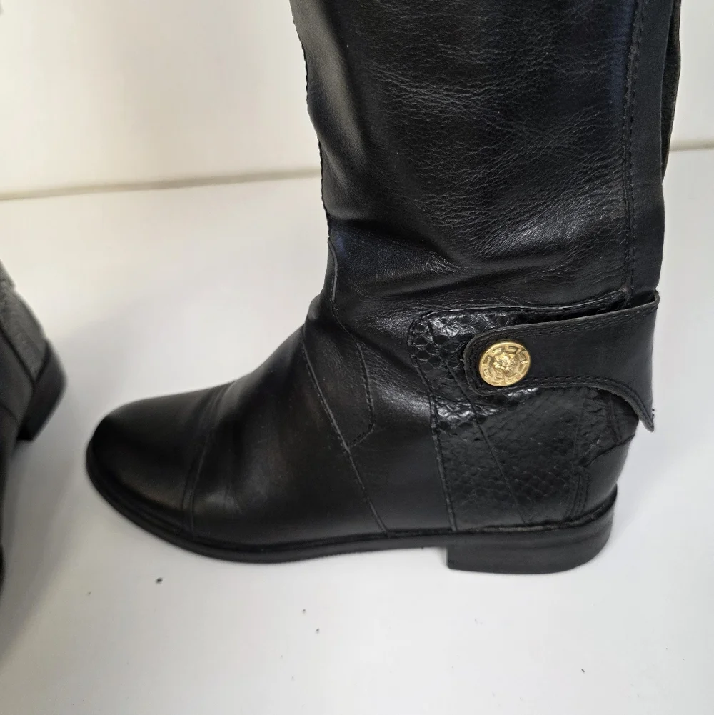 Sam Edelman Dara Tall Black Leather Riding Boots | Size 5M