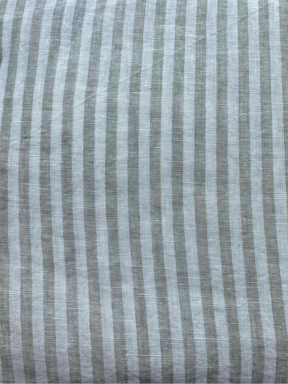 Quince European Linen Duvet Cover- willowleaf/white stripe- king