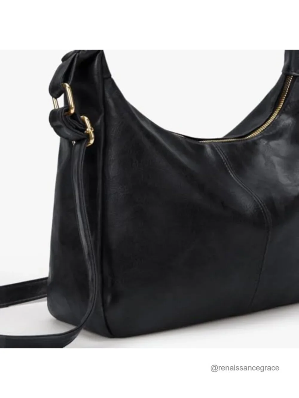 Large Slouchy Hobo Shoulder Bag Faux Leather Vegan Purse with Adjustable Strap